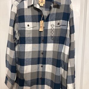 Red Head Men's Large Buffalo Check Plaid Flannel Shirt Button Up Blue Grey-NWT
